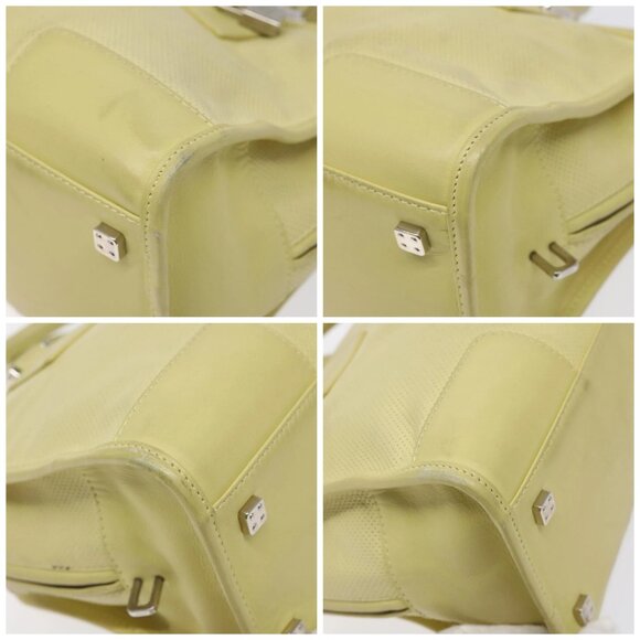 LOEWE Anagram Americana 28 Hand Bag Leather Cream Silver Auth - Picture 15 of 16